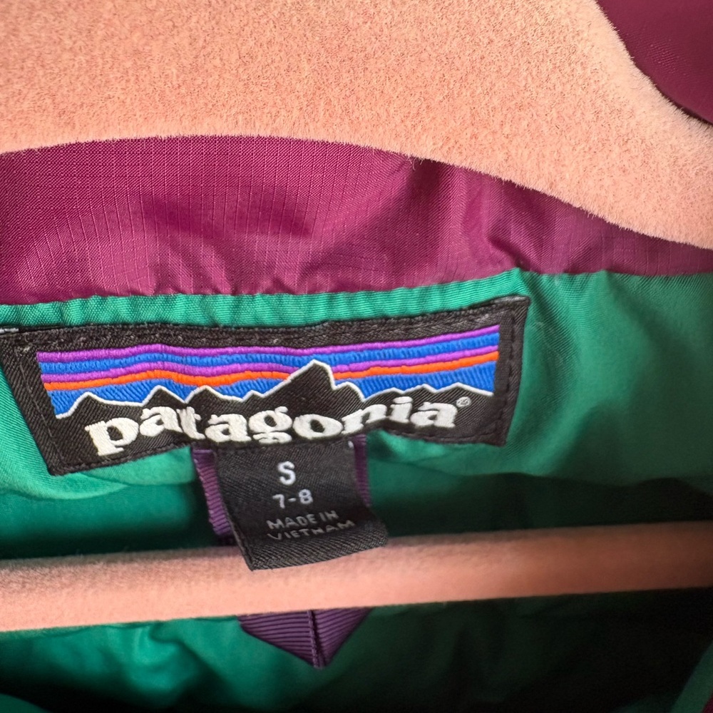 PATAGONIA Girls Puffer Vest Feather Down Purple Size 7/8 - Picture 4 of 7